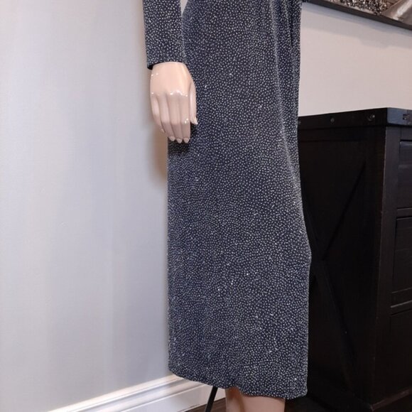 Mandee Sparkle Jumpsuit Long Sleeve Wide Cropped Leg Tie Belted Surplice Glitter - Picture 10 of 14